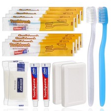 50 Disposable Toothbrushes with Toothpaste and 50 Bar Soap Individually Wrapp...