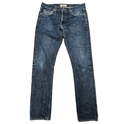 Baldwin Henley Jeans Mens 34 Blue Slim Straight Selvedge Button Fly 5 Pocket EUC