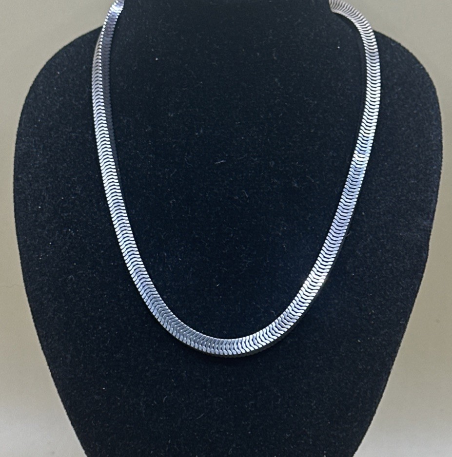 Solid Box Snake Link Sterling Silver Chain 16in (… - image 2