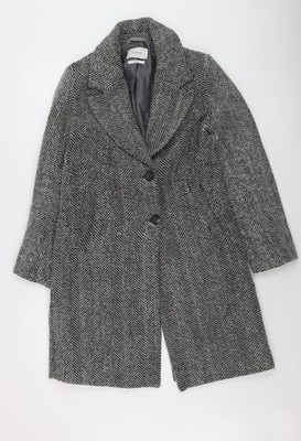 Reserved Damen Mantel grau Fischgrät Wollmischung mittellang XS