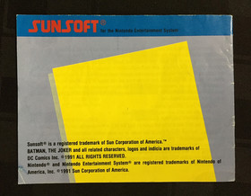 No Game- BATMAN Return of the Joker INSTRUCTION MANUAL Nintendo NES Sunsoft