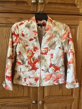 BLACK LABEL EVAN PICONE Lined Floral Blazer Jacket Stretch 8 Petite