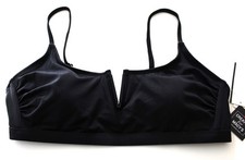 SALT COVE Juniors V Wire Ribbed Bikini Top Size Medium Black