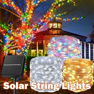 Solar String Light Outdoor - Copper Wire Twinkle Lights for Outside Decor 100LED