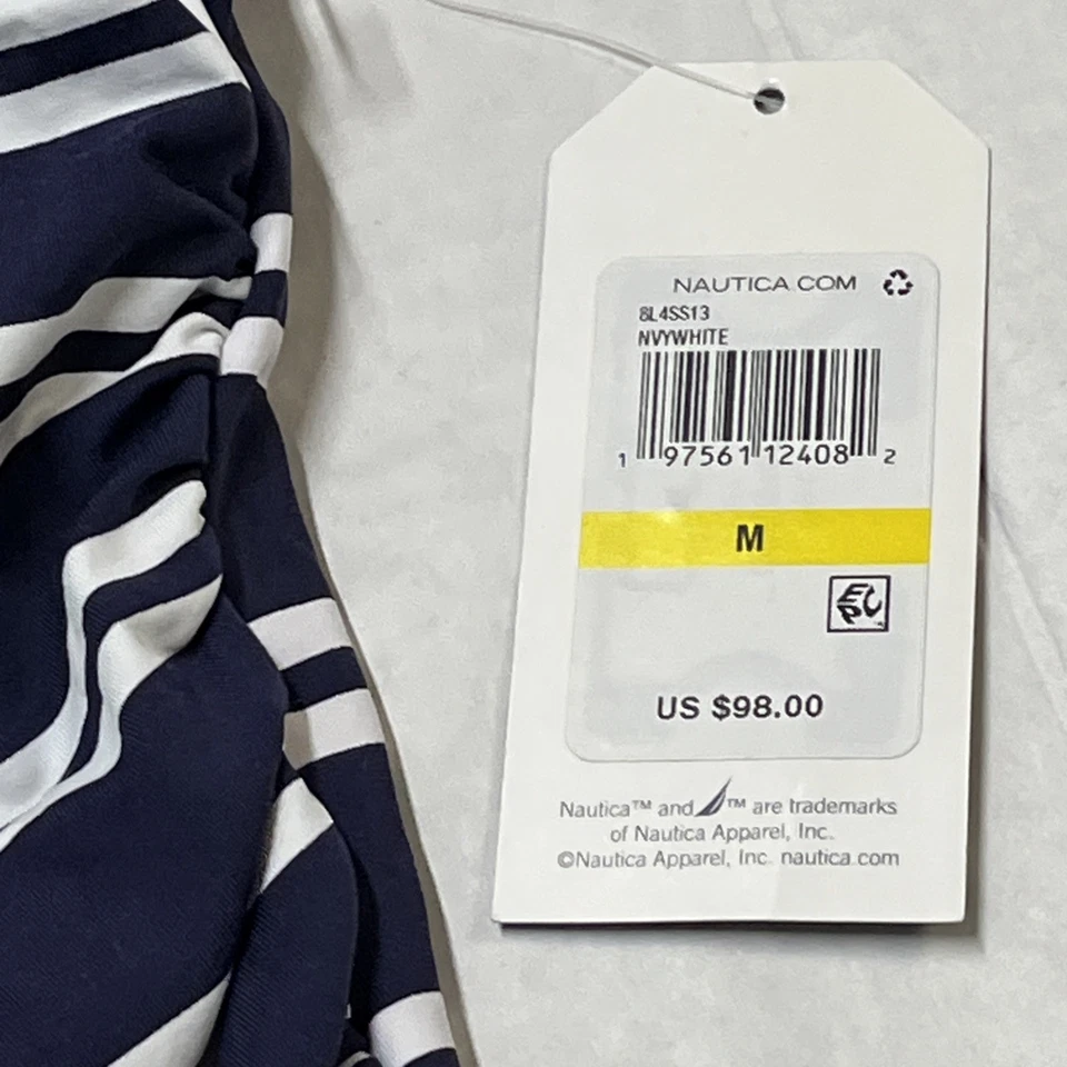 Traje de baño Nautica para mujer M azul blanco a rayas una pieza vela náutica Cape Cod Foto 4 de 4