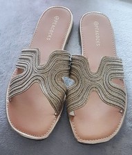 Ladies Dressy Casual Gold Slider Sandals - Peacocks - Size 6 - New - £5.00