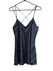 Y2K Vintage Inner Most Satin Sexy Lingerie Chemise Baby Doll Navy Blue Large