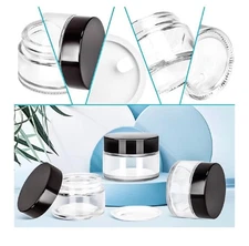 5 Pack 1 Oz (30 ml) Clear Glass Containers With Lids &Inner Liners For Cosmetics