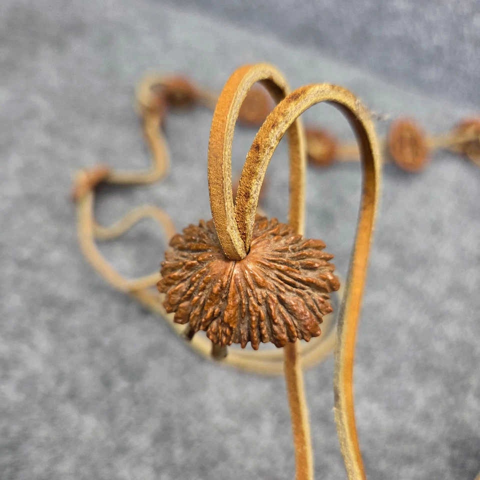 Pulsera Cinturón Woodstock Hippie Flecos Cuero Tuerca Nogal Shell Años 60 1970 Foto 2 de 4