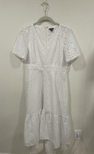 Ann Taylor White Eyelet Dress High Low Hem