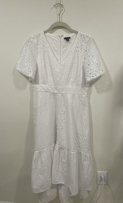 Ann Taylor White Eyelet Dress High Low Hem