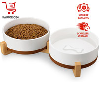 Hundenapf Keramik Mit BambusstäNder 1920 Ml FüR GroßE Hunde Katzen