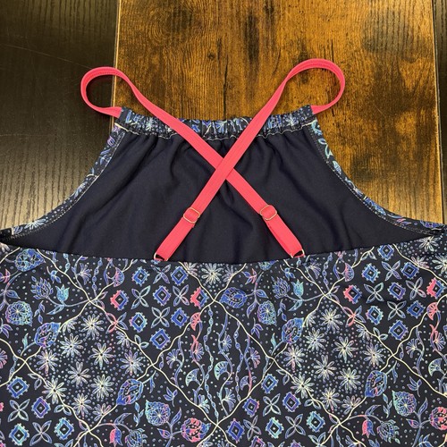 Tankini de natación Lands’ End Girls XL azul rosa floral océano espalda deportiva - Imagen 6 de 7