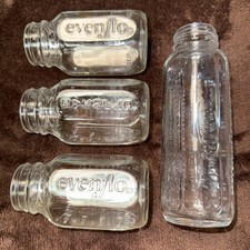 Evenflo Made in USA Clear Glass Baby Bottles Vintage Used No Collars SomeEtching