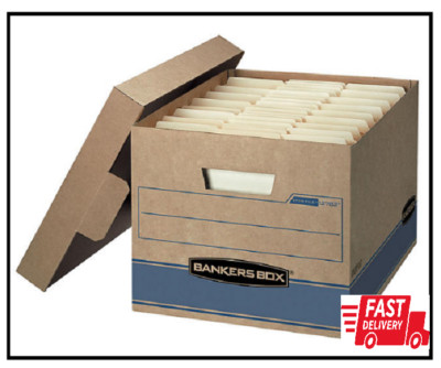 Bankers Box Heavy Duty Storage Boxes, 10'' X 12'' X 15'' (10 Pack), Kraft Brown
