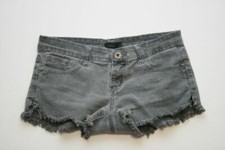 BUTTER SUPER SOFT Junior Destroyed Frayed Denim Shorts Gray Sz 3