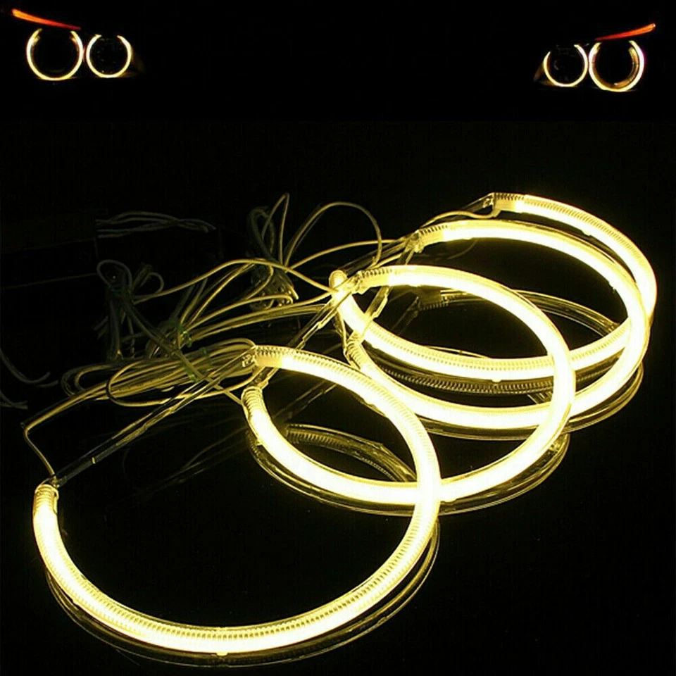 4x Gelb Angel Eyes CCFL Standlicht Ringe Scheinwerfer 131mm Set für BMW E46 - Bild 2 von 4