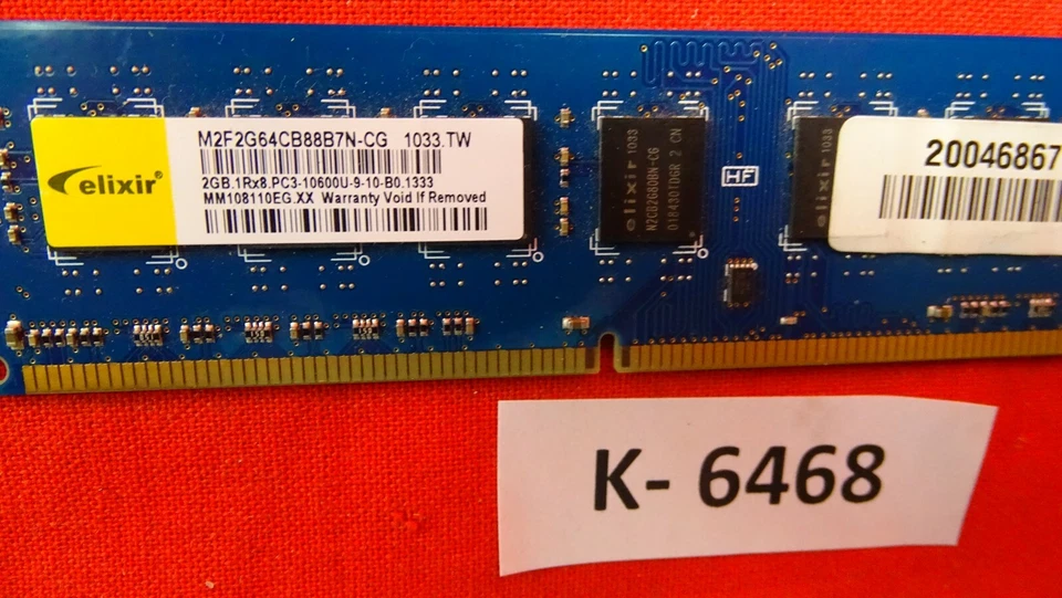 2x Elixir M2F2G64CB88B7N-CG (2GB, PC3-10600 (DDR3-1333), DDR3 Sdram, 667 MHZ, - Image 2 of 2
