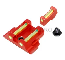 Red Anodized Aluminum Front & Rear Sight with Green Fiber Optic For Gl0ck 