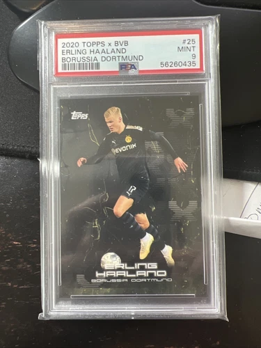 2020 Topps X BVB Borussia Dortmund Erling Haaland #25 PSA 9 MINT Rookie RC AK