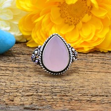 Amazing Rose Quartz Gemstone 925 Sterling Silver Handmade Ring All Size