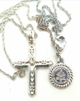 Vatican Library Collection Silver-plated Etched Cross Necklace