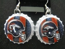 1" Bottle Cap Image Earrings Handcrafted Gift Idea Broncos