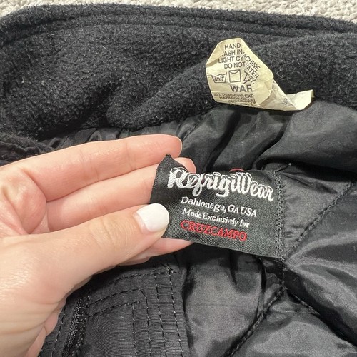 RefrigiWear Bomber Jacket Mens Medium Insulated WorkWear Fleece Collar Black Zip - Picture 6 of 13