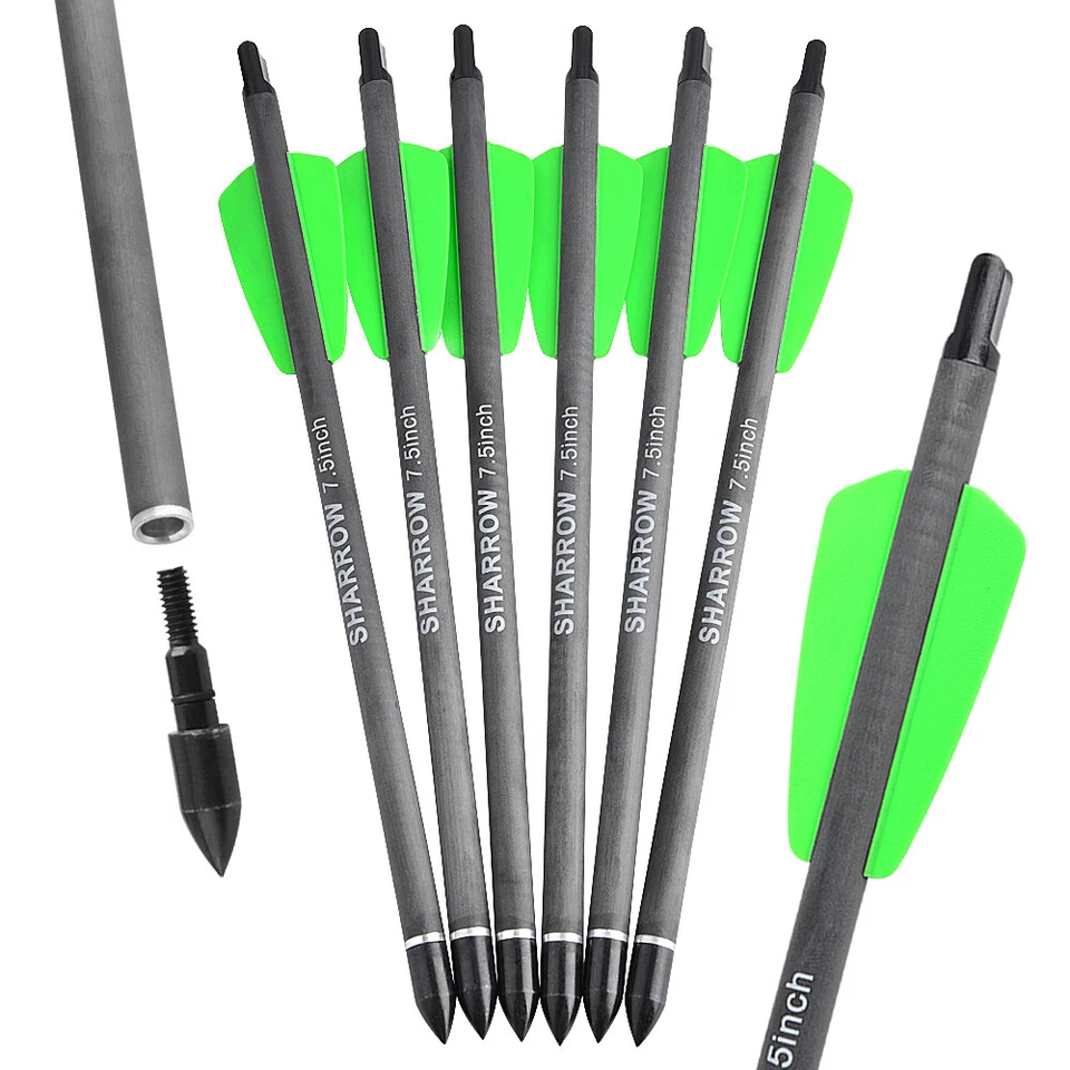 12X Mini Arrows Bolts 7.5" 15" Carbon Archery Screw Point Vanes Bow Hunting - Image 3 of 4