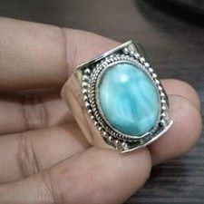 Lovely Larimar Gemstone 925 Sterling Silver Wedding Boho Ring Gift For Him C-908