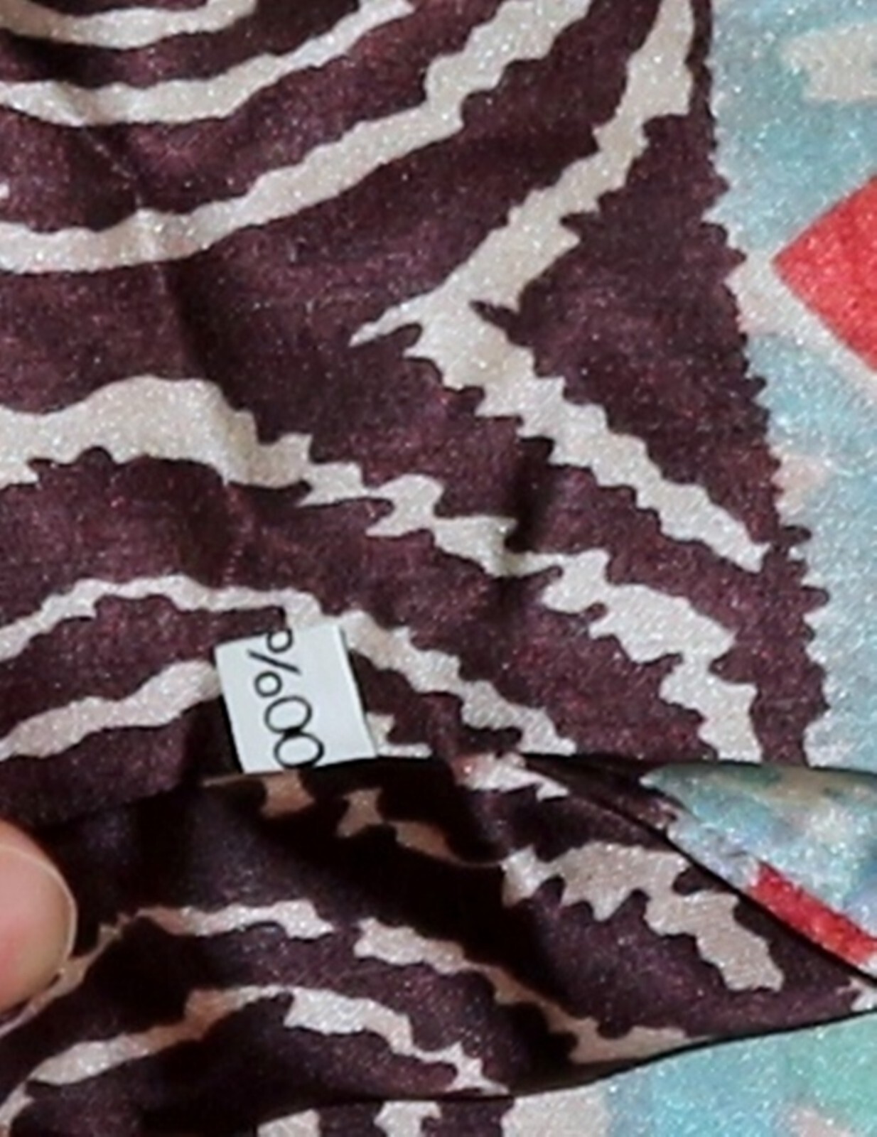 UNBRANDED Brown/Multi Print Rectangular Silk Scar… - image 5