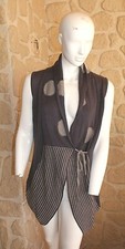 Gilet long parme neuf taille L avec mohair marque Myrine étiqueté à 168€ (cm)