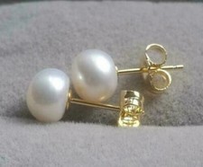 Limited time promotion Real AAAA Akoya 8-9mm white stud small pearl earrings 14k