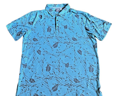 Puma Golf Polo UPF Wicking Cloudspun Shirt Blue Gray Men's Medium