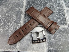 22mm Grain Leather Strap Brown Watch Band with OEM MONTBLANC Buckle BK Stitch M