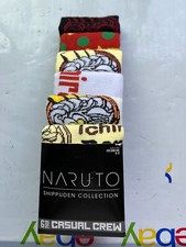 Naruto Shippuden 6 Pack Pair Casual Crew Socks Bioworld Shoe Size 8-12