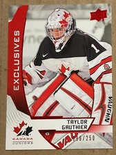 2019 TAYLOR GAUTHIER UD TEAM CANADA JUNIORS #20 RED EXCLUSIVES #096/250