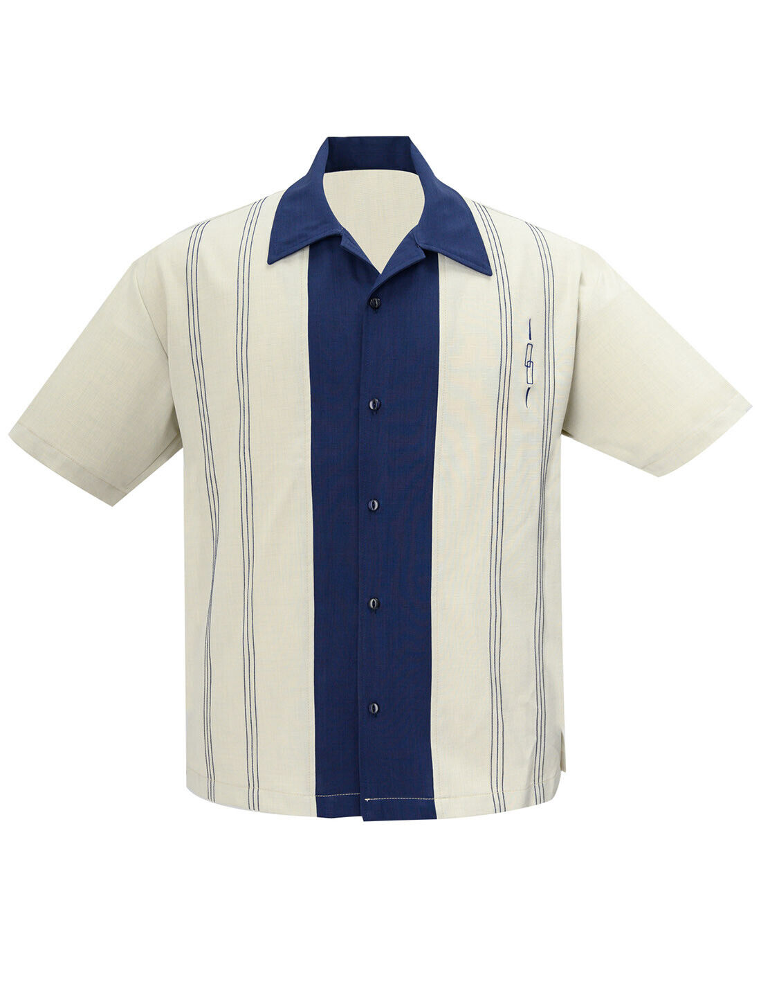 Steady Clothing Hemd The Harper Stone Navy Vintage Bowling Shirt Retro 50s