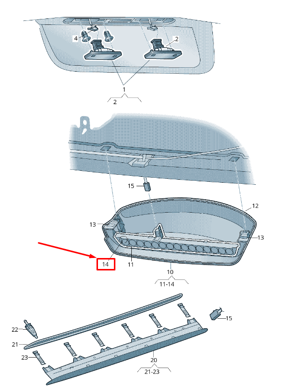 NOUVEAU GUIDE DE FENÊTRE DE FEU DE FREIN SKODA RAPID NH 5JH9451479B9 ORIGINAL