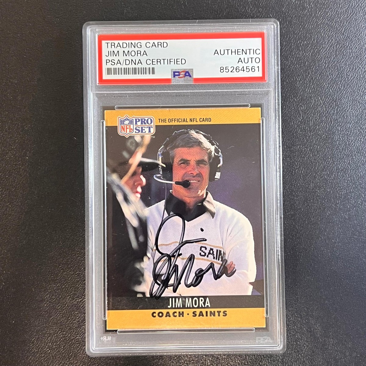 1990-91 NFL Pro Set Coach #221 Jim Mora Signed Card PSA Slabbed