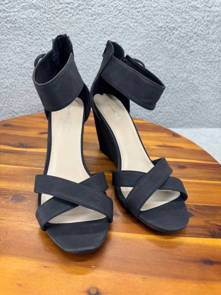 Zapatos de vestir para mujer Chinese Laundry de tacón alto talla 11 negros con plataforma cuñas Foto 2 de 4