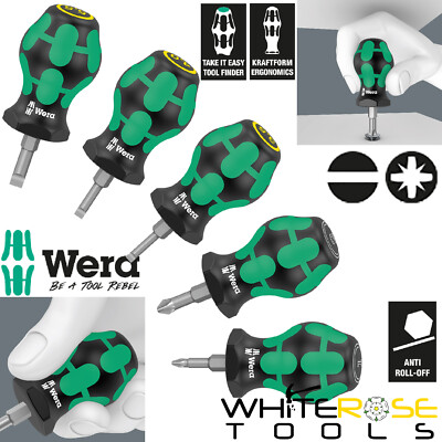 Wera Kurzschraubendreher Set 2 5tlg Pozi Schlitz kurz Anti Roll Fahrrad E-Bike Kit