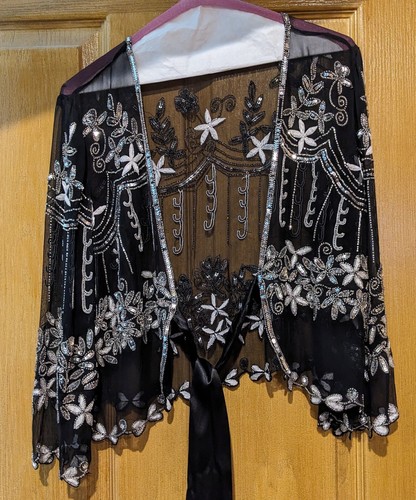 Black and Sequin Shear Dressy Jacket - Picture 2 of 7