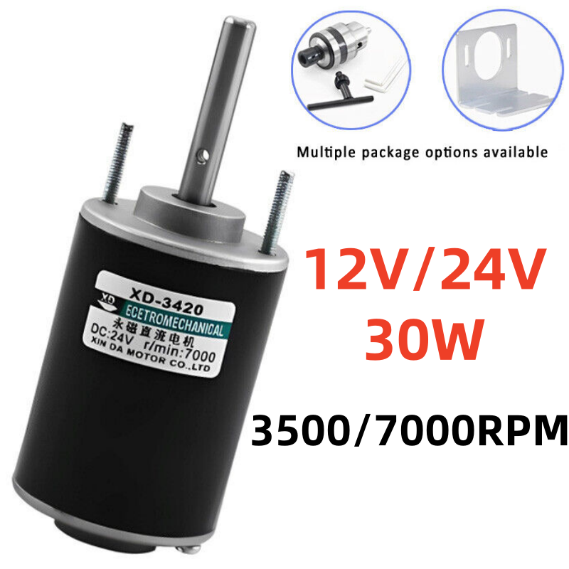 DC12V/24V 3500/7000RPM 30W Mini DIY Micro High Speed Generator Motor CW/CCW New
