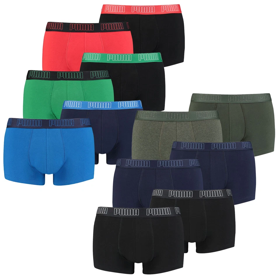 PUMA Herren Boxershort Basic Trunk Noir Bleu Rouge Vert 4er Pack - Photo 1/1