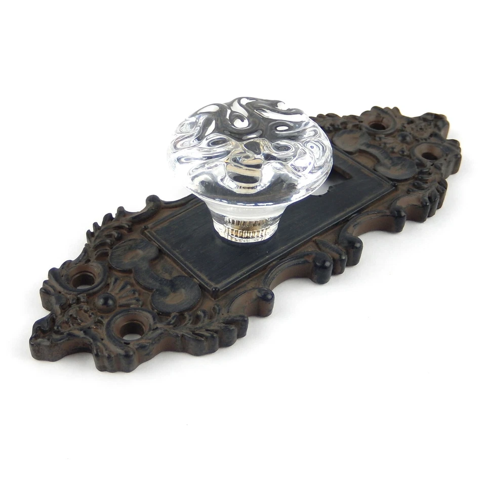 Metal Vintage Door Plate Wall Hook With Acrylic Knob Keyhole Decorative Handle - Image 3 of 4