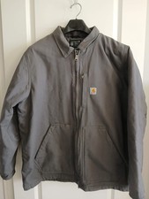 MEN'S CARHARTT 0C-4293M GRAY DUCK WASH SHERPA LINED RIDGE COAT W/ LOGO SIZE XL
