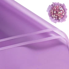 20 Sheets Flower Wrapping Paper - 22.4 x 22.4 inch Dark Purple Border Water-Resi