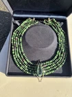 Antique Malachite Faux Tourmaline Beetle Costume Jewelry Necklace