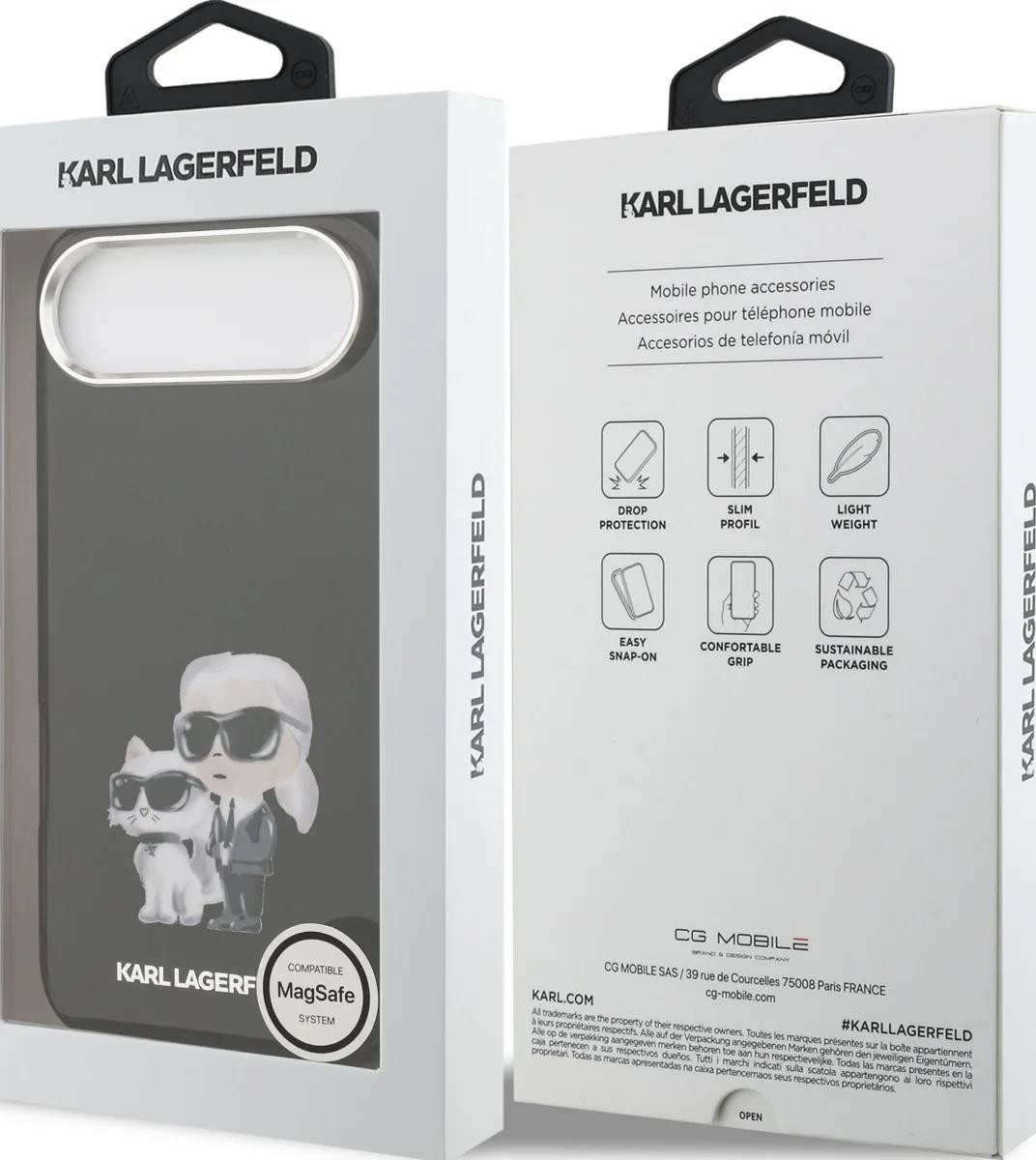 Karl Lagerfeld IML Aquarelle Karl and Choupette Case for iPhone 17 Air Black